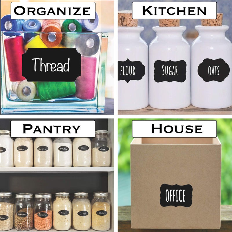 EHOMEA2Z Chalkboard Jar Labels for Canning Mason Jars Premium Reusable Stickers Glass Chalk + 2 Large Erasable Markers (60 Labels) - Image 3